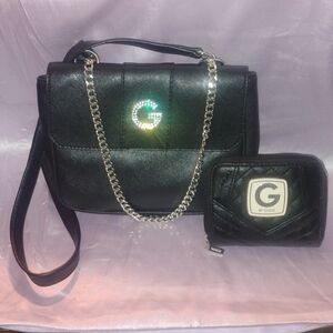 Guess Black Crossbody Bag with Chain and Logo